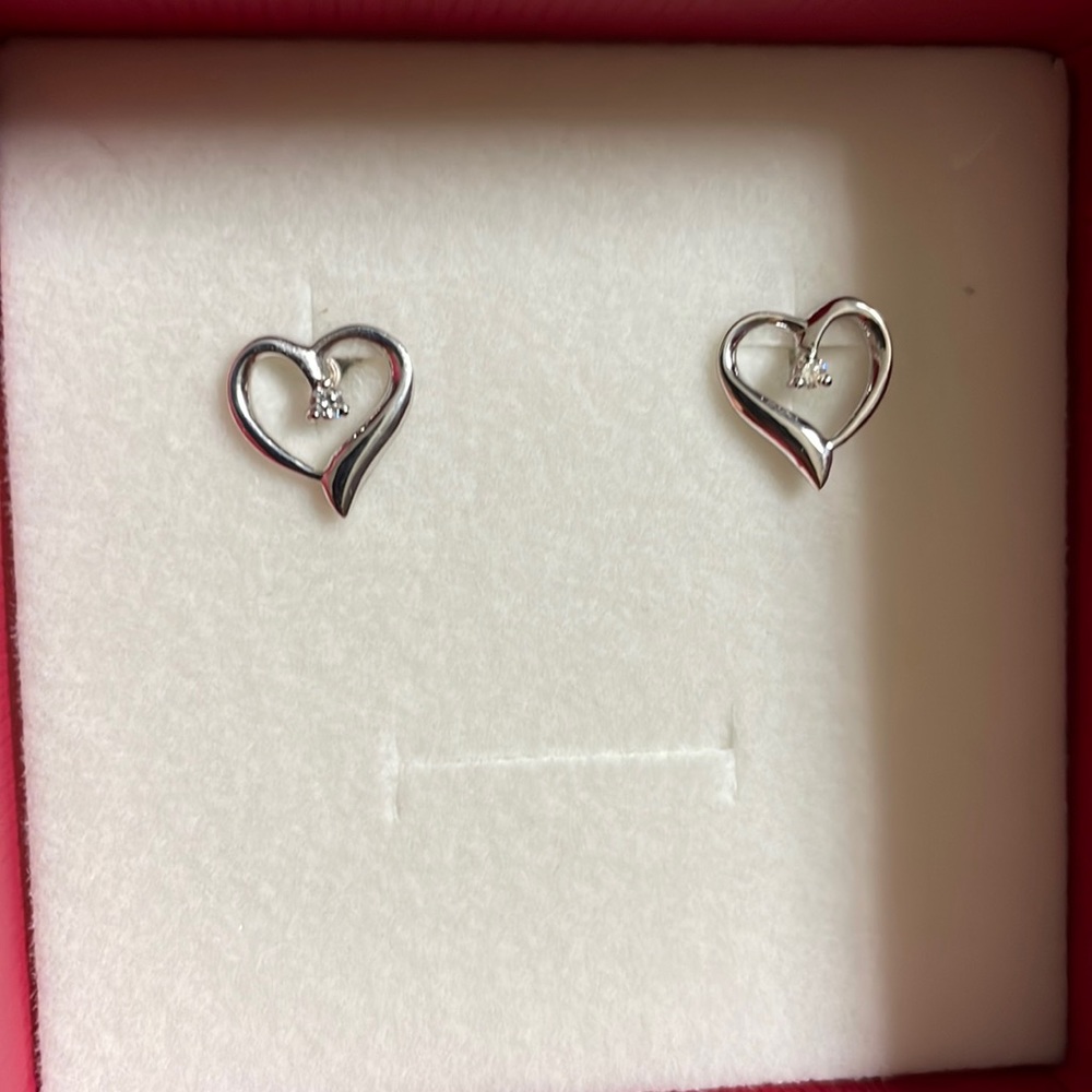 Sterling Silver and Diamond Earrings